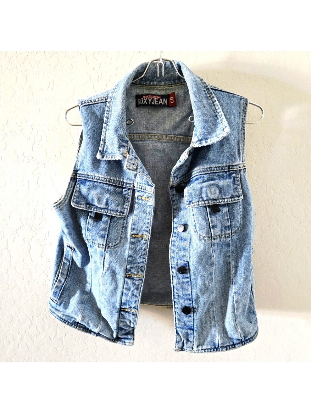 Roxy Jeans Womens Small Button Denim Vest EUC